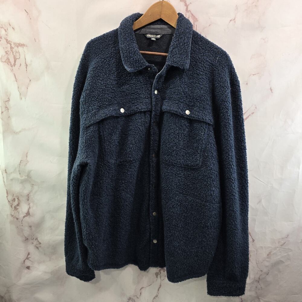 Toad & Co Shacket Mens XXL Blue Button Fleece Telluride Sherpa Shirt Jac Teddy